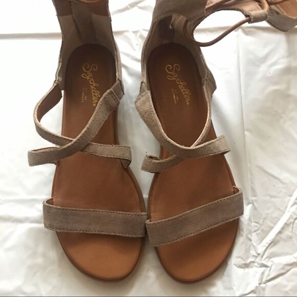 Seychelles Sandals Tall Gladiator Sandals tan brown 6.5 faux suede - Picture 7 of 8